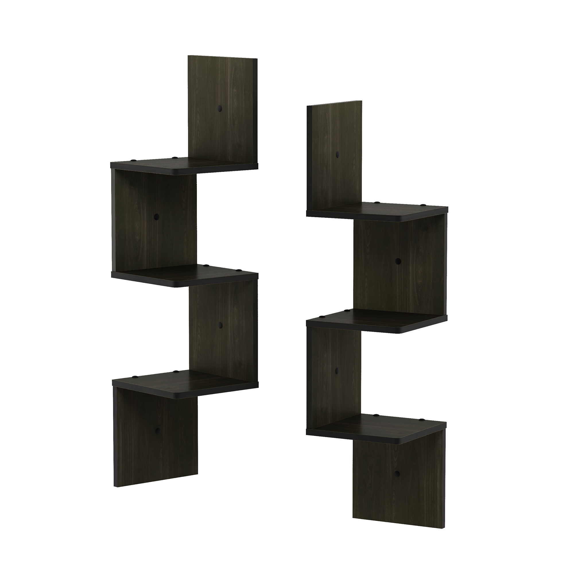 Furinno Rossi 3-Tier Wall Mount Floating Corner Radial Shelf - Image 1