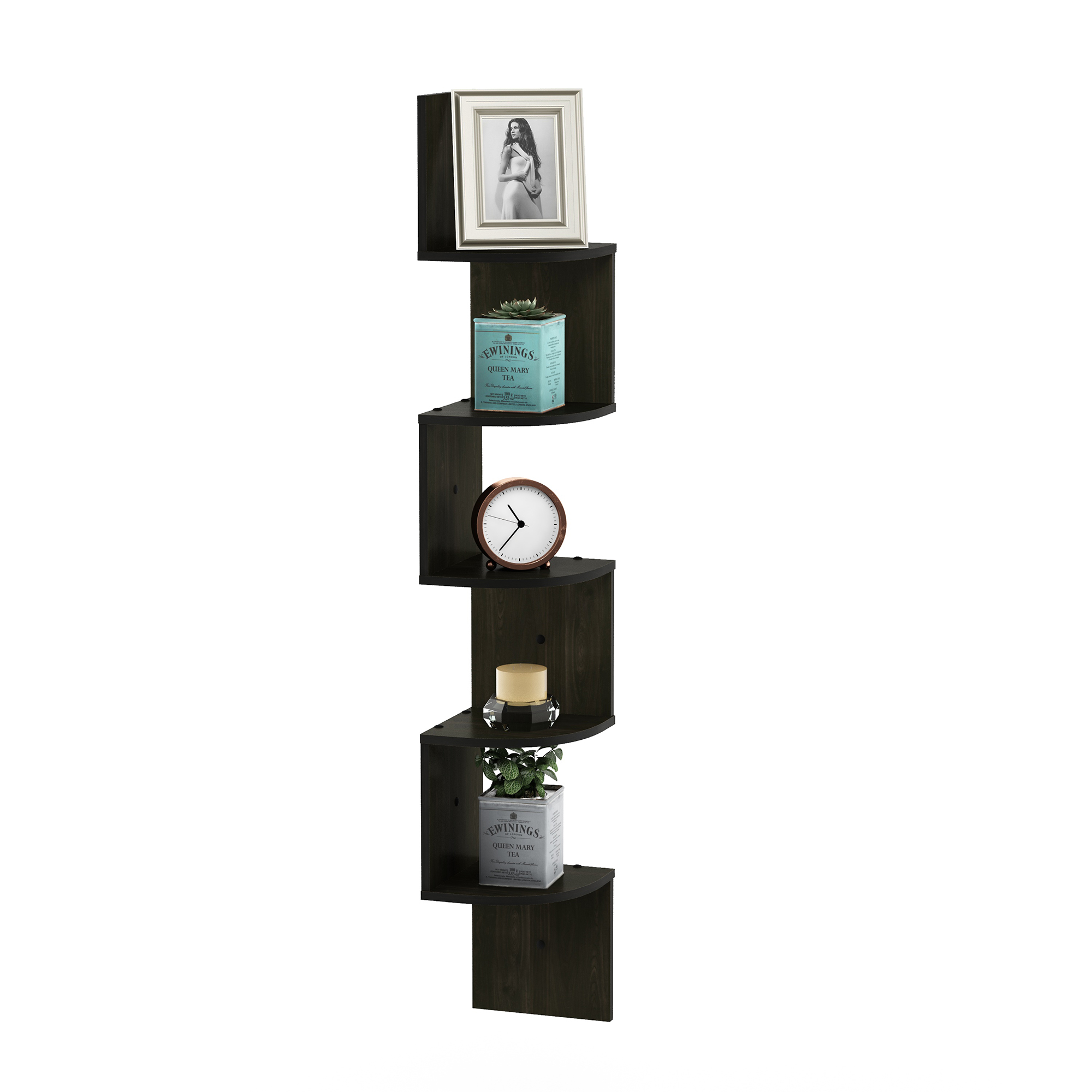 Furinno Rossi 5-Tier Wall Mount Floating Radial Corner Shelf - Image 4